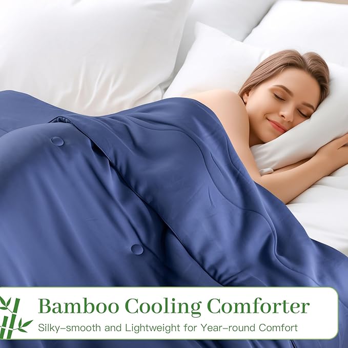 NEXHOME PRO 100% Viscose Derived from Bamboo Comforter Queen Size - Cooling & Moisture-Wicking Bedding - All Season Lightweight Design - Natural Organic Queen Duvet Insert