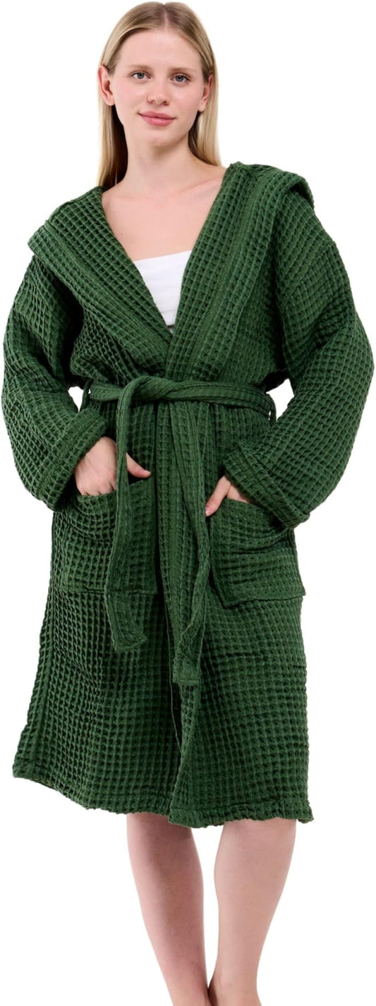 100% Turkish Cotton Waffle Bathrobe for Women