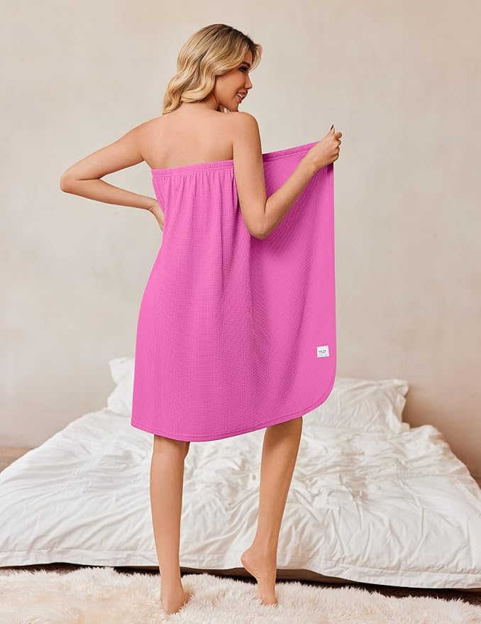 Ekouaer Waffle Robes For Women Bath Wrap Lightweight Shower Wrap 2026 Knee Length Spa Robe with Adjustable Closure S-XL