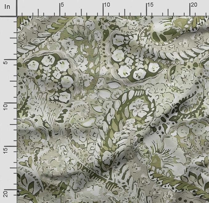 Soimoi Asian Print - Green, Viscose Rayon Fabric Material - 42 Inch Wide, 1 Yard, Unstitched Material for Dresses, Blouses, Skirts, Sleepwear, Kids Clothing