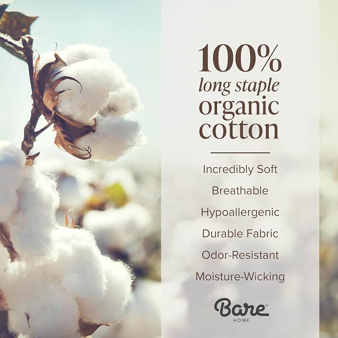 Bare Home 100% Organic Cotton Full Sheet Set - Crisp Percale Weave - Lightweight & Breathable - Bedding Sheets & Pillowcases (Full, Dusty Rose)