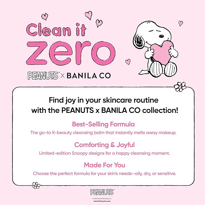 BANILA CO Clean it Zero Original Cleansing Balm Snoopy Edition | Korean Makeup Remover with Exclusive Keychain | Facial Cleanser for All Skin Types | Vegan Formula (100ml / 3.38 fl. oz)