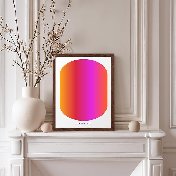 Monem Art Infinity Spectrum Gradient Print - Modern Geometric Abstract Poster - Wall Decor for Living Room, Bedroom or Office - 12x16 Brown Framed Wall Art by Rs Lab Studio