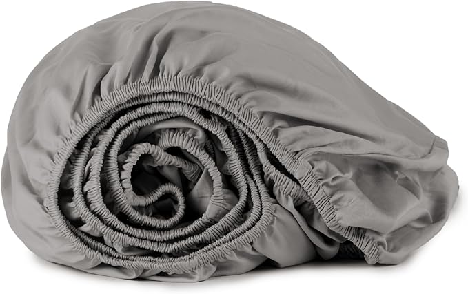 Organic Queen Fitted Sheet Only Deep Pocket - 100% Organic Cotton Sheets with Breathable 300 Thread Count Sateen Weave GOTS & Fairtrade Certified - Soft Fitted Bed Sheets Only (Stone, Queen)