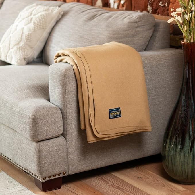 Arcturus Bighorn 100% Virgin Wool Blanket | Heirloom-Quality Wool Bedding for Home & Cabin | Warm, Thick & Durable (Twin Size, Flax)
