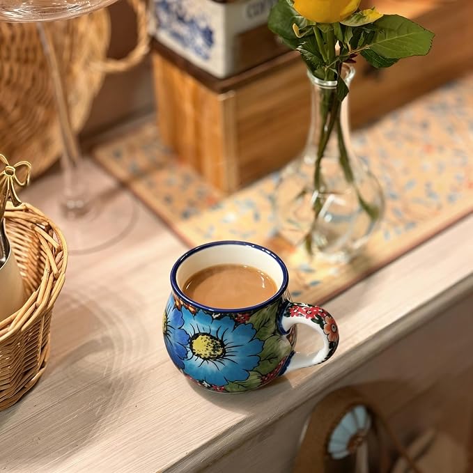 ALMA 12oz Handpainted Ceramic Coffee Mugs | Microwave & Dishwasher Safe, Ideal for Morning Coffee Tea, Home Kitchen Dining Room Display, For Home Makers & Women
