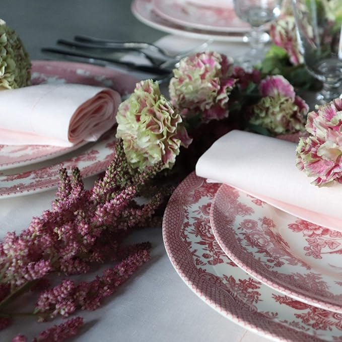 Huddleson Pink Linen Napkin 20x20 (Set of Four) Luxury Italian Linen Napkin Sewn in US