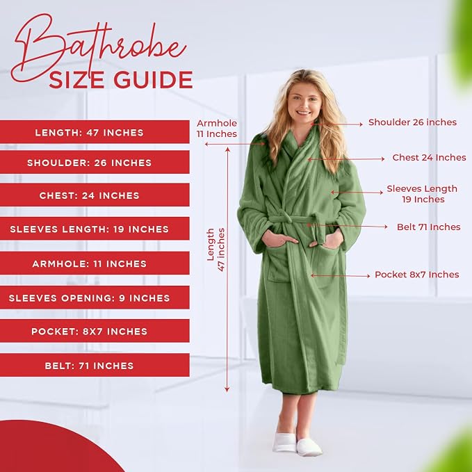 RIVERSIDE Premium 100% Cotton Terry Bathrobe For Women and Men - Soft Towel Robes with Shawl Collar Ajdustable Belt & Pockets
