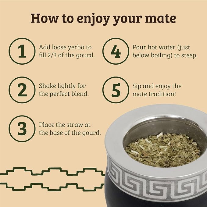 Mate Imperial – Yerba Mate Cup and Bombilla Set | Handmade Argentina Mate Gourd | Stainless Steel Mate Mug for Tea Lovers | Unique Cultural Gift (CUSCO, BLACK)