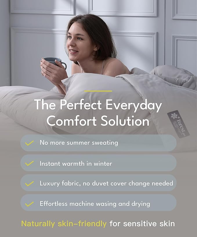 ESCURA Tw® Climate Control Comforter, King/Cali King, German Patented PCM Down Alternative All-Season Design for Hot Sleepers & Night Sweats, Bamboo Lightweight Breathable Hypoallergenic Blanket