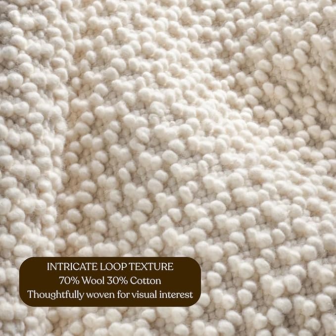 Wool Runner Rug - Handmade Natural Wool Carpet Rug, Textured Design, Handwoven Ivory Rug - Suitable for Hallway, Entryway, Bedroom, Dining Room (Ivory- 2.5'x8')