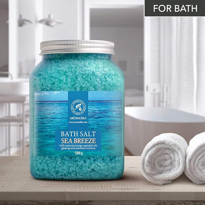 Bath Sea Salt Set 2X 46 Oz - Sea Breeze Salt - Natural Bath Sea Salts - Best for Relaxing - Calming - Body Care - Beauty - Aromatherapy