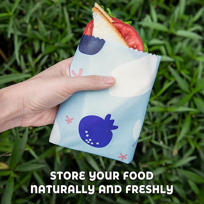 Akeeko Reusable Beeswax Food Wraps - Assorted 9 Packs, Reusable, Plastic-Free Food Storage, 4 Small, 3 Medium, 2 Large Wraps with Assorted Fruits Pattern