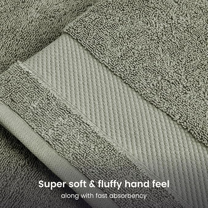 BIOWEAVES 100% Organic Cotton Bath Sheet Set of 2 | Soft Oversized Bath Towels | 700 GSM Premium Bath Towel Sheet Set GOTS Certified - Sage