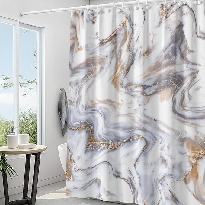 Plastic Shower Liner - Premium EVA 5G Shower Curtain Liner with Rustproof Grommets and 3 Weighted Magnets, Waterproof Shower Curtains for Bathroom (Marble, 72" x 72")