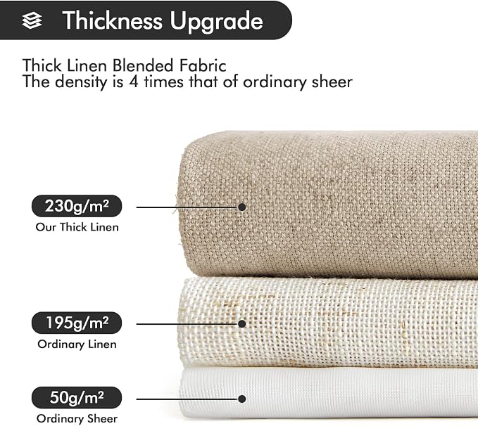 MIULEE Non-See-Through Privacy Linen Curtains 2 Panels, Light Filtering Window Curtains Farnhouse Textured Back Tab Semi Sheer Drapes for Bedroom Living Room, 52 x 72 Inches Long, Taupe