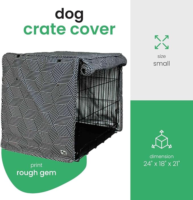 Molly Mutt Rough Gem Dog Crate Cover, 100% Cotton Canvas Cover with 2 Roll-Up Panels, Ideal for Dog or Cat Crate, Durable, Washable, and Free of Harmful Chemicals, 24" x 18" x 21"