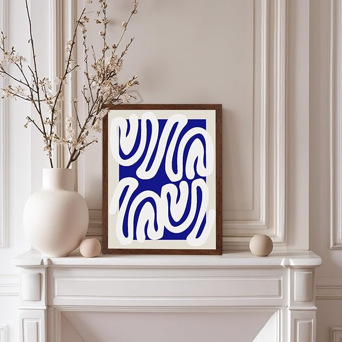 Monem Art Organic Shape Pattern Print - Modern Minimalist Abstract Poster - Wall Decor for Living Room, Bedroom or Office - 8x10 Brown Framed Wall Art by Rs Lab Studio