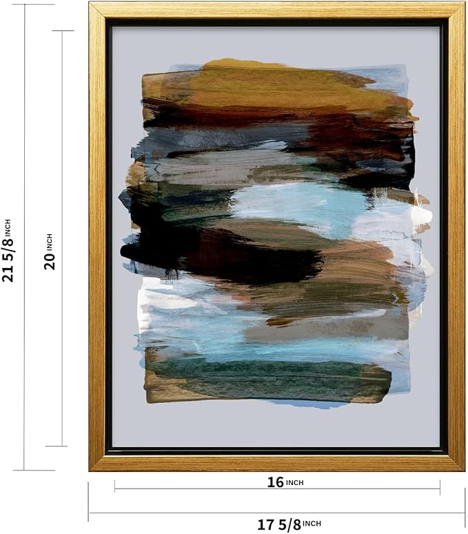 Monem Art Abstract Earth Tone Brushstroke Print - Modern Painterly Art Poster - Wall Decor for Living Room, Bedroom or Office - 16x20 Gold Framed CANVAS Wall Art by Mareike Bohmer