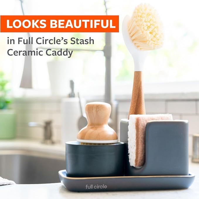 Full Circle Natural Scrubber Sponge Duo Set, Plant-Based Scrubber Sponges – Pack of 6 – 3 Walnut & 3 Coconut – Powerful Natural Sponges Made with Plants & Recycled Materials, Safe for Nonstick