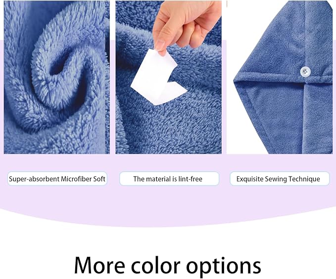 1 Pack Single Layer Dark Blue Microfiber Hair Drying Towel Wrap for Women, Hair Turbans Towel for Wet Hair,Turbie Twist Hair Towels (Dark Blue Color - Single Layer)