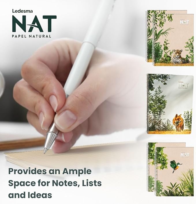 Spiral Lined Notepad with Perforated Edges - 8.7x11.5 Inches, No Tree Used, Sugarcane Fiber - Unbleached, Assorted Covers for School, Office & Writing (5 Pack)