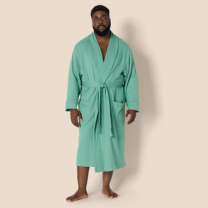 Amazon Essentials Men's Lightweight Cotton Waffle Bathrobe (Available in Big & Tall)