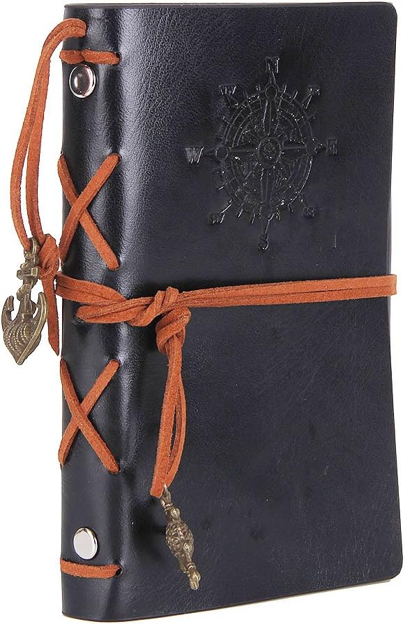 EvZ 7-Inch Refillable A6 Binder Notebook - Premium Vegan Leather Personal Planner, Eco-Friendly Journal with 6-Ring Loose-Leaf System for Writing, Business, and Creative Sketches, Black