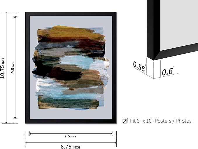 Monem Art Abstract Earth Tone Brushstroke Print - Modern Painterly Art Poster - Wall Decor for Living Room, Bedroom or Office - 8x10 Black Framed Wall Art by Mareike Bohmer