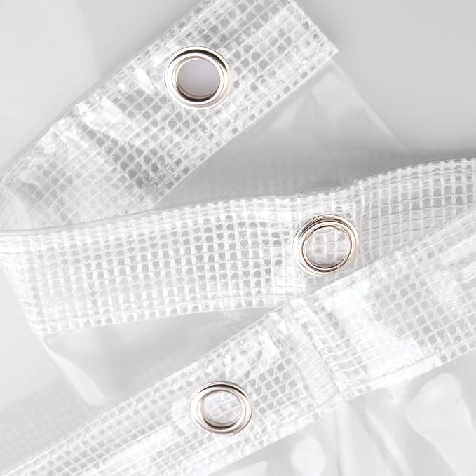 iDesign Vinyl Shower Liner, 72" x 96", Clear | 12 Grommets, Weighted Magnets