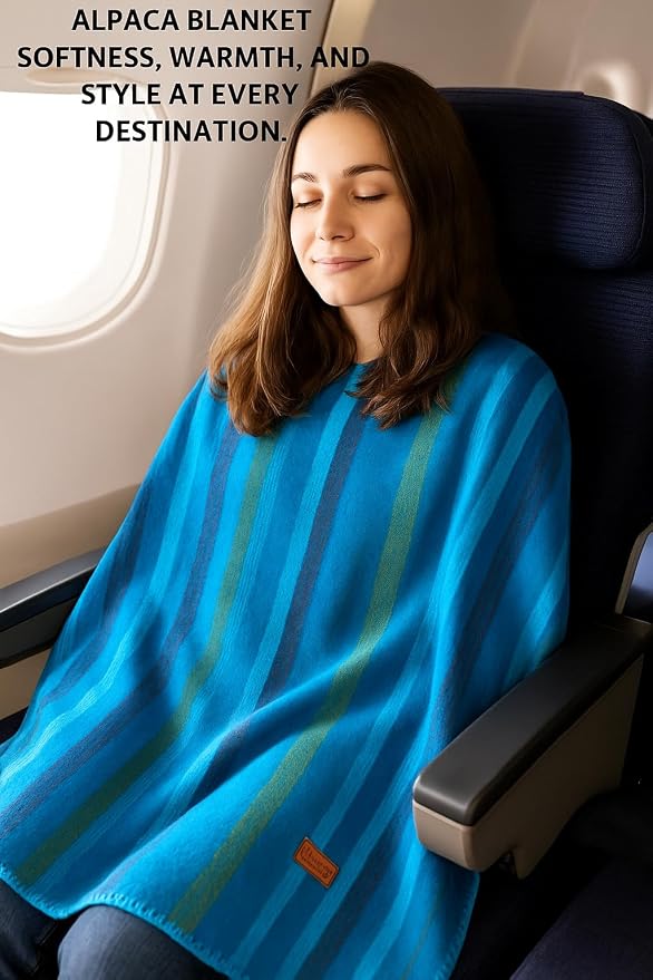 Alpaca Wool Throw Blanket 95 x 65 Inches | Large Warm Ultra-Soft Blanket | Hypoallergenic, Breathable, Non-Itchy Alpaca Wool Fabric | (Turquoise Blue, Queen (95" x 65"))