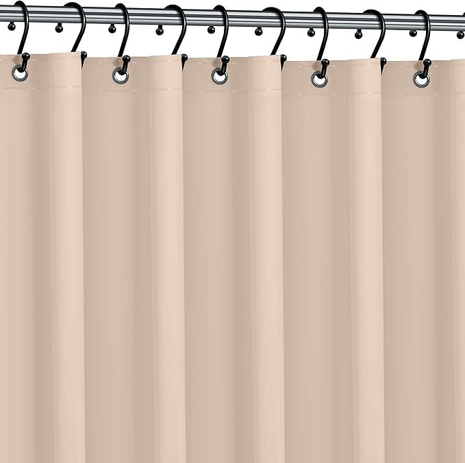 No Smell Shower Curtain Liner 72x72 Beige - PEVA Plastic Shower Curtain for Bathroom, PVC-Free Waterproof Sand Shower Liner with Metal Grommets and Magnet-Weighted Bottom Hem - Washable Liner