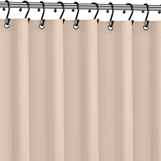 No Smell Shower Curtain Liner 72x72 Beige - PEVA Plastic Shower Curtain for Bathroom, PVC-Free Waterproof Sand Shower Liner with Metal Grommets and Magnet-Weighted Bottom Hem - Washable Liner