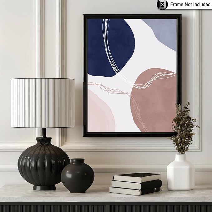Monem Art Abstract Organic Shapes Print - Scandinavian Blue Geometric Poster - Wall Decor for Living Room, Bedroom or Office - 24x32 Unframed Wall Art by Mareike Bohmer