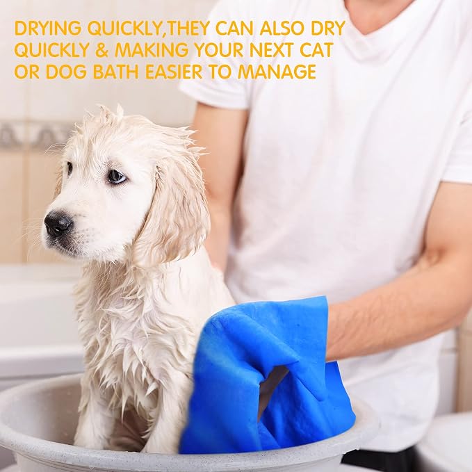 Tatuo 3 Pieces Pet Absorbent Dog Bath Towel for Drying Dogs 25.2 x 16.34 Inch Quick Drying Pet Shower Grooming Towel Machine Washable Suitable for Any Size Dogs Cats