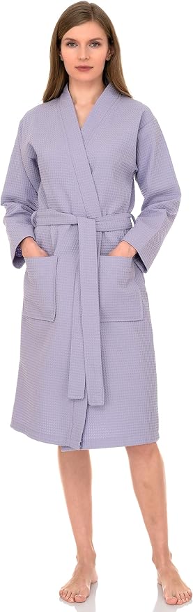 TowelSelections Women's Waffle Bathrobe 100% Cotton Soft Kimono Spa Bath Robe