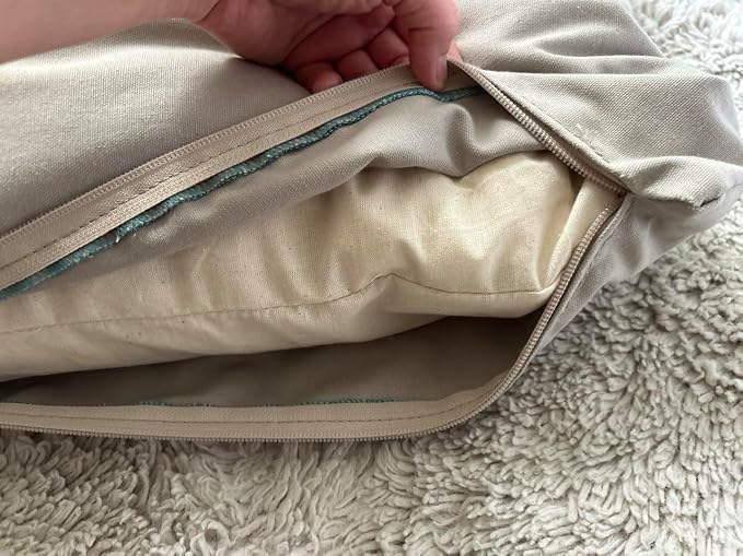 Natural Cotton Canvas Dog Bed – Raw Cotton Filled Pet Cushion Insert, Breathable Eco-Friendly Dog Mattress, Durable Washable Cover with Zipper (Gray, X Large 53"x36"x5")