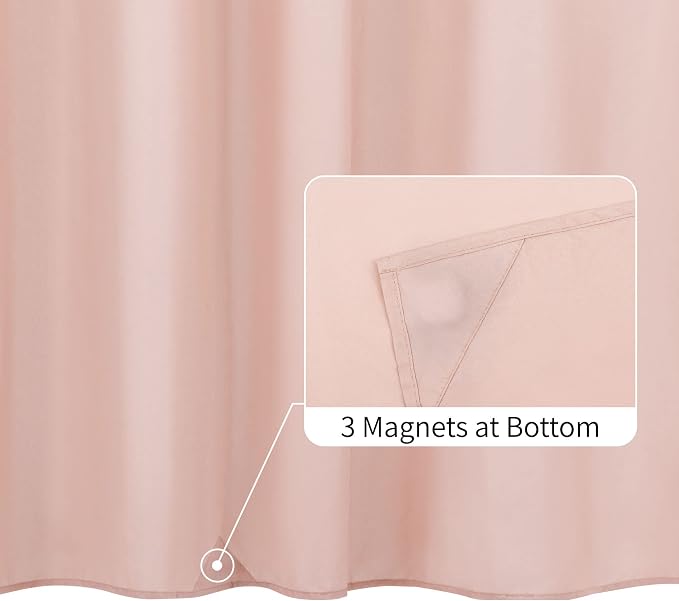 ALYVIA SPRING Pink Shower Curtain Liner Fabric with 3 Magnets - Waterproof Soft Hotel Quality Cloth Shower Curtain for Bathroom, Light-Weight & Machine Washable - Standard Size 72x72, Blush Pink