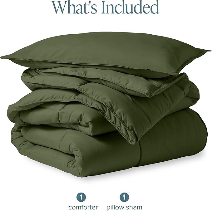 Bare Home Comforter Set - Ultra-Soft - Goose Down Alternative - Premium 1800 Series - All Season Warmth (Twin/Twin XL, Cypress Green)