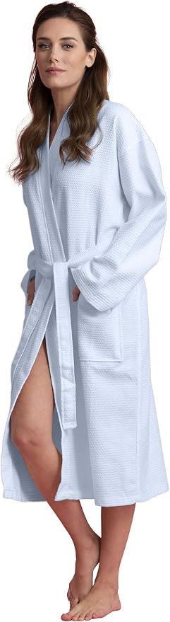 Women's Personalized Luxury Cotton Bathrobe-Customizable Waffle Lightweight Robe-Soft & Absorbent