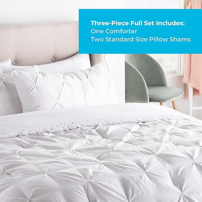 LINENSPA All Season Hypoallergenic Down Alternative Microfiber Comforter, Full, Bright White