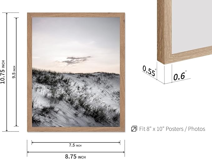 Monem Art Snowy Sand Dunes Landscape Print - Minimalist Winter Nature Poster - Wall Decor for Living Room, Bedroom or Office - 8x10 Beige Framed Wall Art by Mareike Bohmer