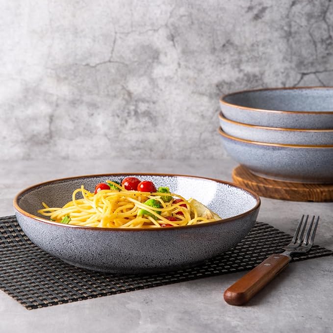 AmorArc Ceramic Dinnerware Sets,Handmade Reactive Glaze Plates and Bowls Sets,Highly Chip and Crack Resistant | Dishwasher & Microwave Safe Dishes Set, Service for 4 (16pc)