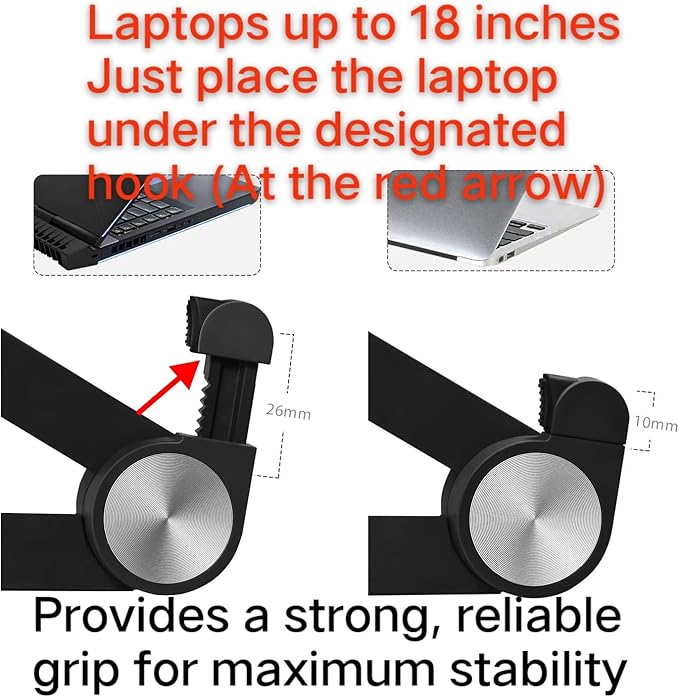Adjustable Laptop Stand for Desk, Portable Notebook Riser Fits 18 17 16 15 14 13 12 Inch Gaming Laptops & All Computers, Reinforced Nylon+304 Stainless Steel+Silicone, Ergonomic Desktop Stand Holder