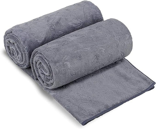JML Large Bath Towels Set of 2, 30" x 60", Fast Drying, Soft Super Absorbent Oversized Microfiber Towel for Body, Use for Hotel, Salon, Yoga, Gym,Spa, Sauna, Shower, Pool, Sport - Grey Floral