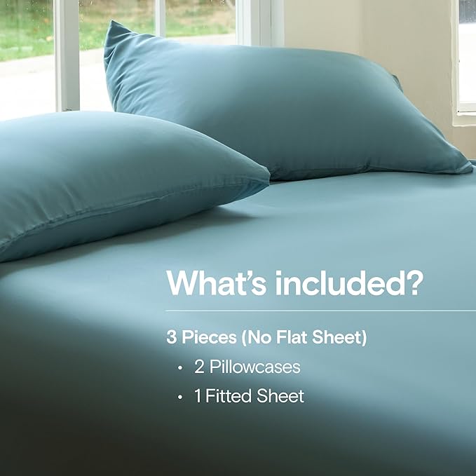 DOZ Sheet Set, 100% Viscose derived from Bamboo, Organically Grown, Buttery Soft, Cooling Sheets, High GSM, Deep Pockets - 3 Piece - 2 Pillowcases 1 Fitted Sheet (Teal, King)