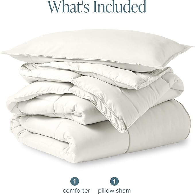 Bare Home Comforter Set - Twin/Twin Extra Long Size - Ultra-Soft - Goose Down Alternative - Premium 1800 Series - All Season Warmth (Twin/Twin XL, Cream)