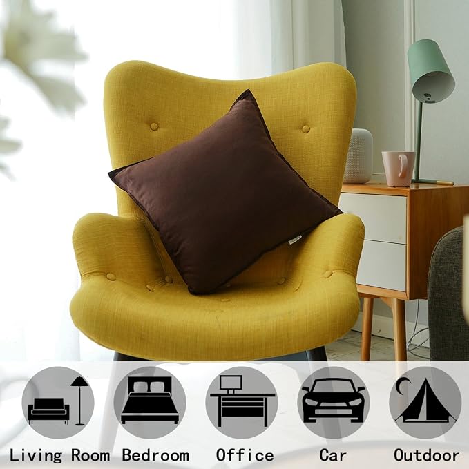 Jeanerlor Pack of 2 Cotton Linen Soft Soild Decorative Square Throw Pillow Covers Set Cushion Case for Children Kid Baby 24 x 24 Inch 60 x 60cm,Brown
