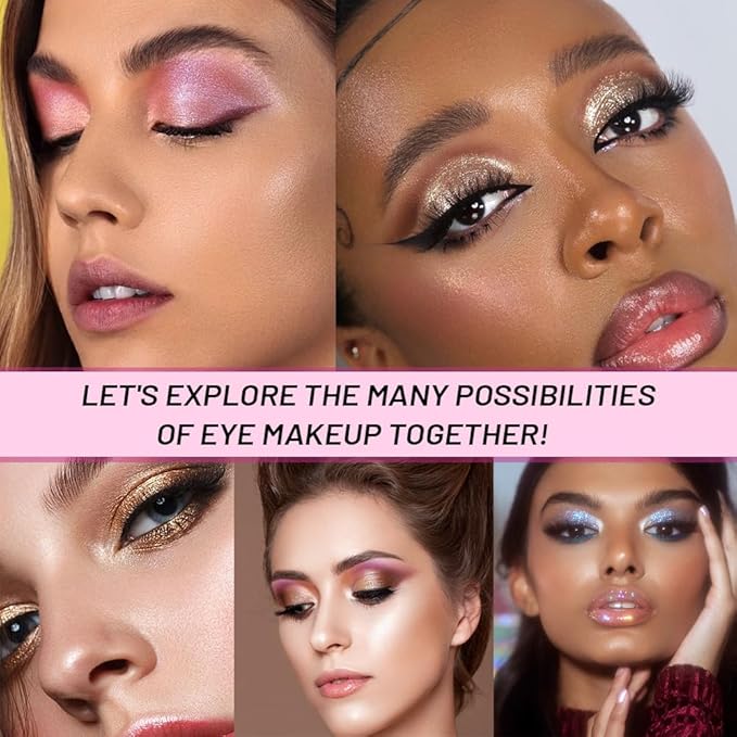 Rose Pink Single Shimmer Glittle Eye shadow Palette Makeup, Single Shimmer Eyeshadow for Older Women, High Pigment Natural Sombras Crema Para Ojos, Talc, Paraben & Cruelty Free (04#Rose Pink)