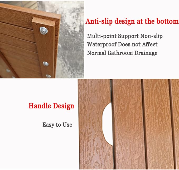 Non-Slip Bathroom Board,Wood Bath Mat for Bathroom and Doorstep,Modern Farmhouse Bathmat Decor,Bamboo Bathroom Accessories,Natural Environmental Friendly,Customizable,50x50cm/20x20in